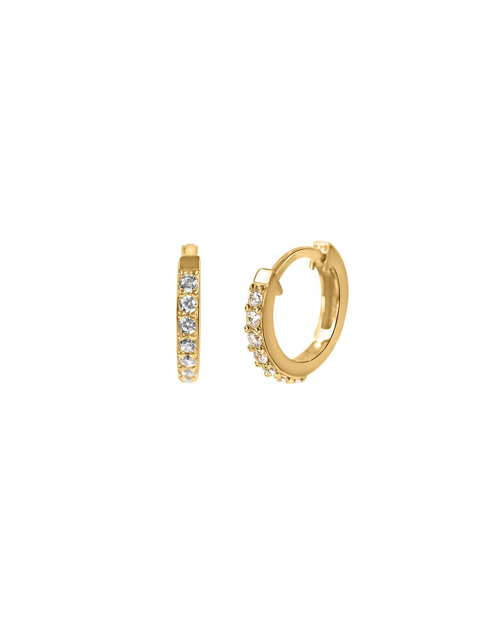 Quiet Icon-CZ Huggies I 14mm-Earrings-14k Gold Vermeil, Cubic Zirconia-Blue Ruby Jewellery-Vancouver Canada