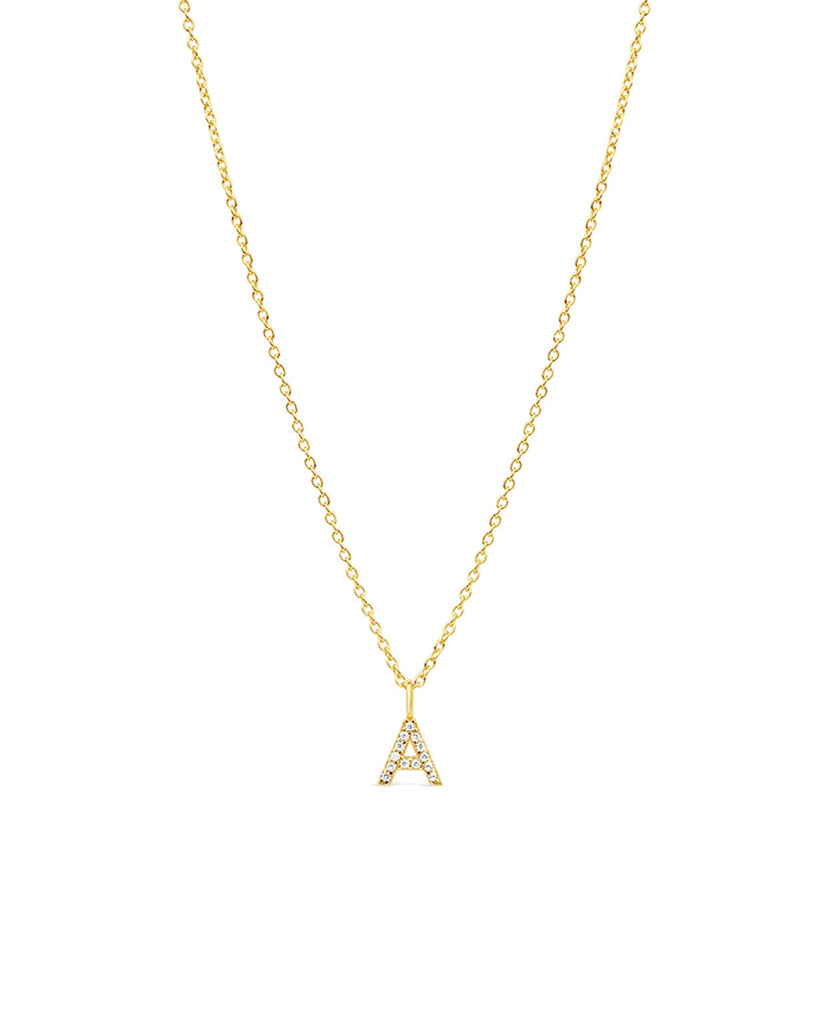 Quiet Icon-CZ Initial Necklace-Necklaces-14k Gold Vermeil, Cubic Zirconia-A-Blue Ruby Jewellery-Vancouver Canada