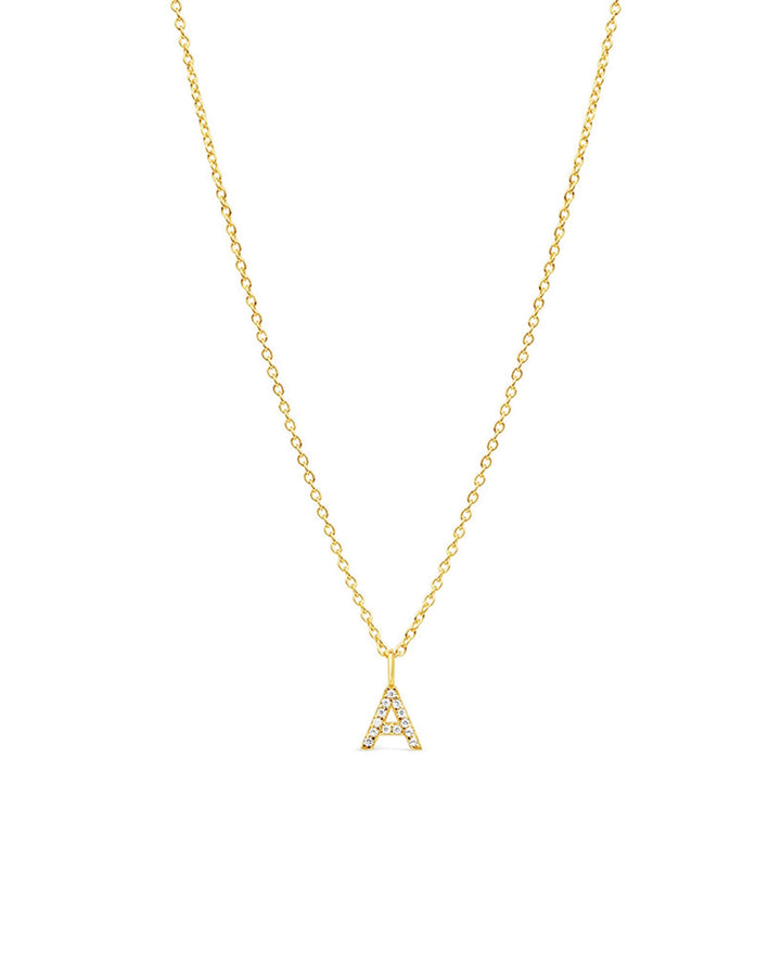 Quiet Icon-CZ Initial Necklace-Necklaces-14k Gold Vermeil, Cubic Zirconia-A-Blue Ruby Jewellery-Vancouver Canada