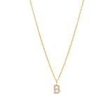 Quiet Icon-CZ Initial Necklace-Necklaces-14k Gold Vermeil, Cubic Zirconia-B-Blue Ruby Jewellery-Vancouver Canada