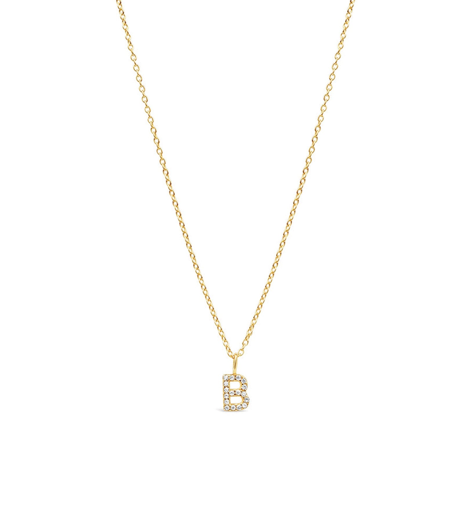 Quiet Icon-CZ Initial Necklace-Necklaces-14k Gold Vermeil, Cubic Zirconia-B-Blue Ruby Jewellery-Vancouver Canada