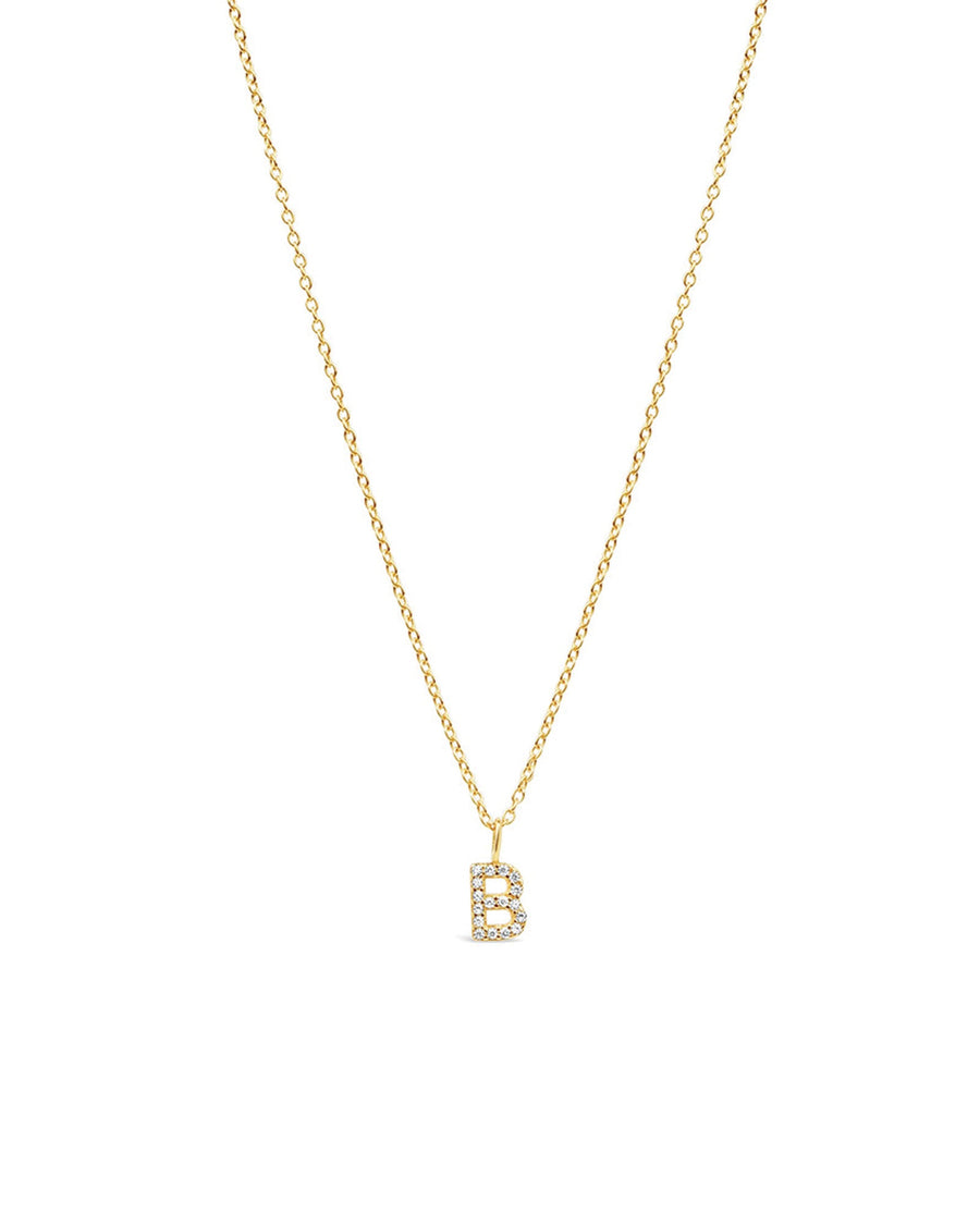 Quiet Icon-CZ Initial Necklace-Necklaces-14k Gold Vermeil, Cubic Zirconia-B-Blue Ruby Jewellery-Vancouver Canada