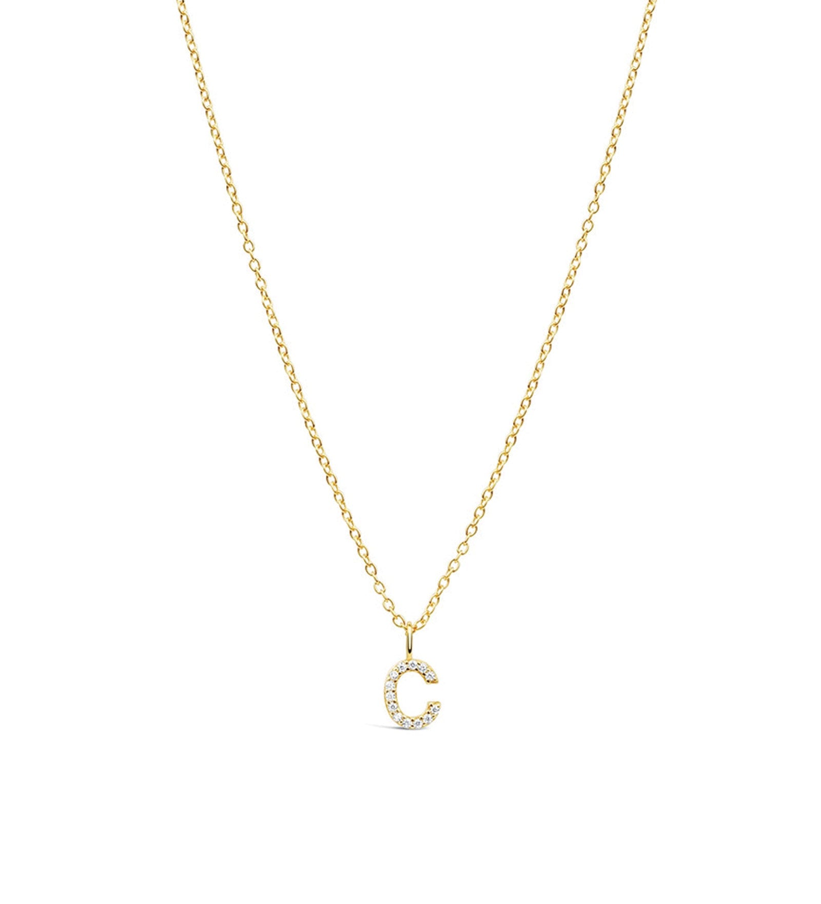 Quiet Icon-CZ Initial Necklace-Necklaces-14k Gold Vermeil, Cubic Zirconia-C-Blue Ruby Jewellery-Vancouver Canada