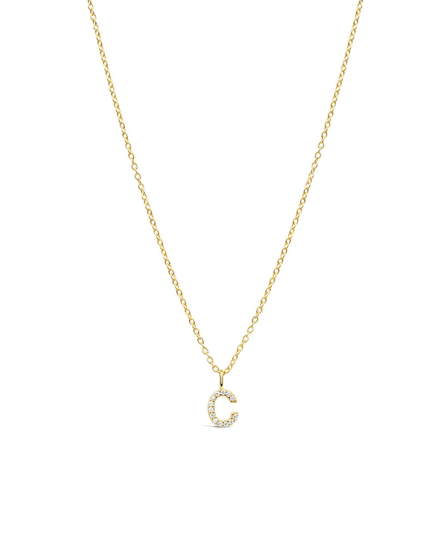 Quiet Icon-CZ Initial Necklace-Necklaces-14k Gold Vermeil, Cubic Zirconia-C-Blue Ruby Jewellery-Vancouver Canada