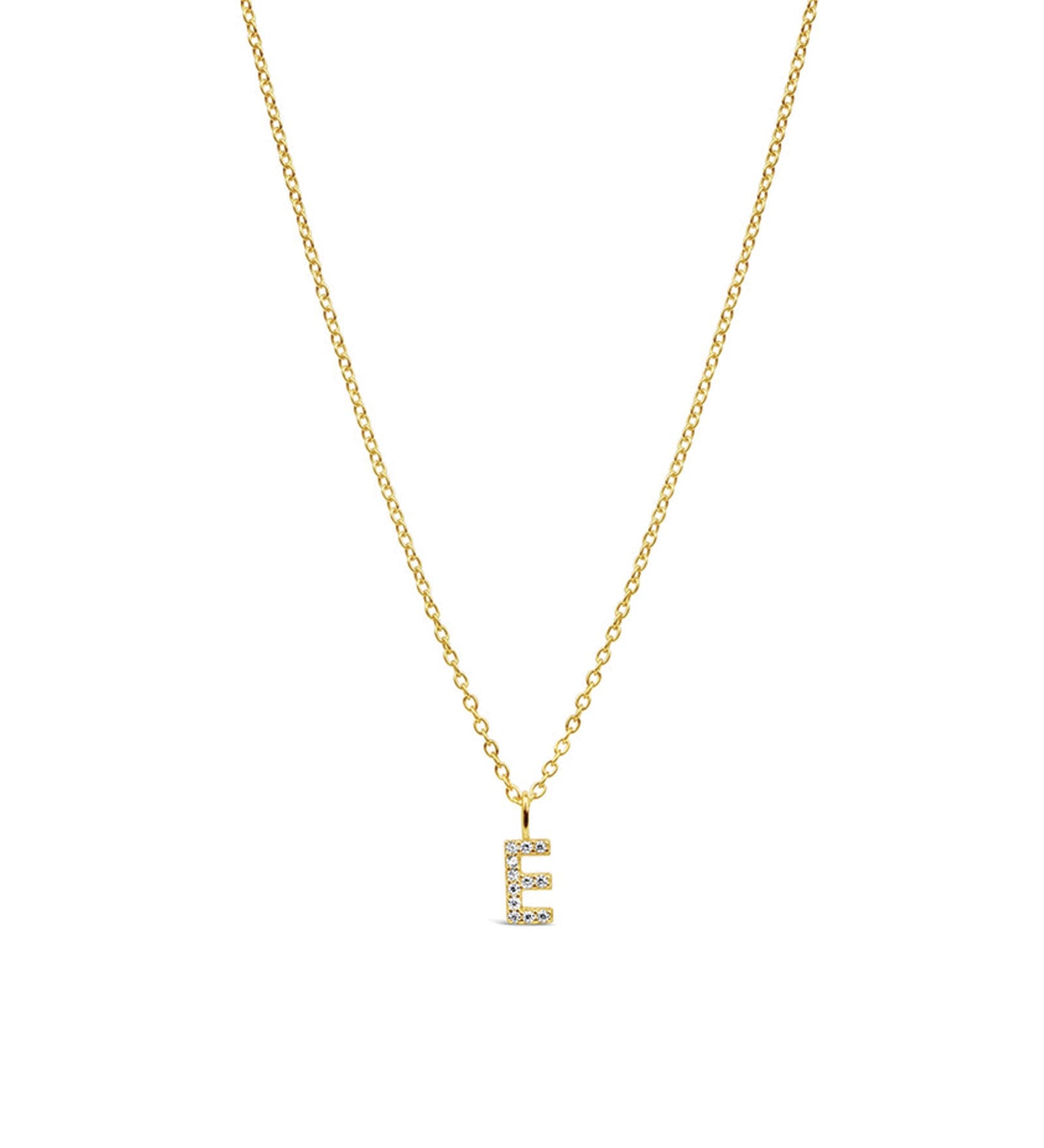 Quiet Icon-CZ Initial Necklace-Necklaces-14k Gold Vermeil, Cubic Zirconia-E-Blue Ruby Jewellery-Vancouver Canada
