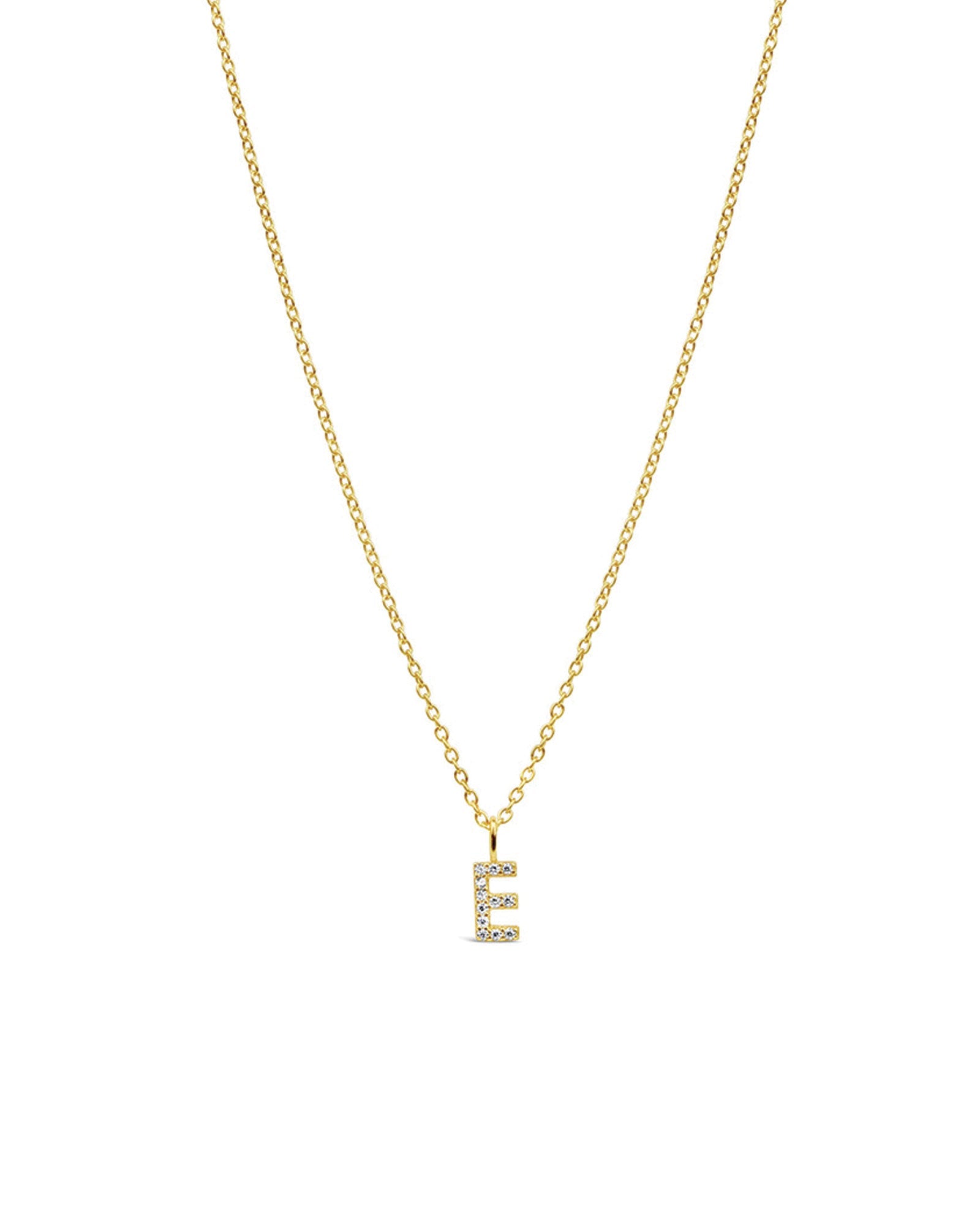 Quiet Icon-CZ Initial Necklace-Necklaces-14k Gold Vermeil, Cubic Zirconia-E-Blue Ruby Jewellery-Vancouver Canada