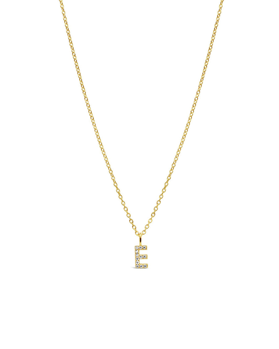 Quiet Icon-CZ Initial Necklace-Necklaces-14k Gold Vermeil, Cubic Zirconia-E-Blue Ruby Jewellery-Vancouver Canada