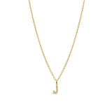 Quiet Icon-CZ Initial Necklace-Necklaces-14k Gold Vermeil, Cubic Zirconia-J-Blue Ruby Jewellery-Vancouver Canada