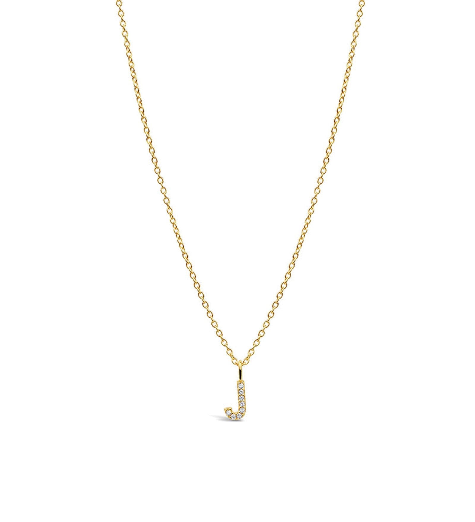 Quiet Icon-CZ Initial Necklace-Necklaces-14k Gold Vermeil, Cubic Zirconia-J-Blue Ruby Jewellery-Vancouver Canada