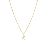 Quiet Icon-CZ Initial Necklace-Necklaces-14k Gold Vermeil, Cubic Zirconia-K-Blue Ruby Jewellery-Vancouver Canada