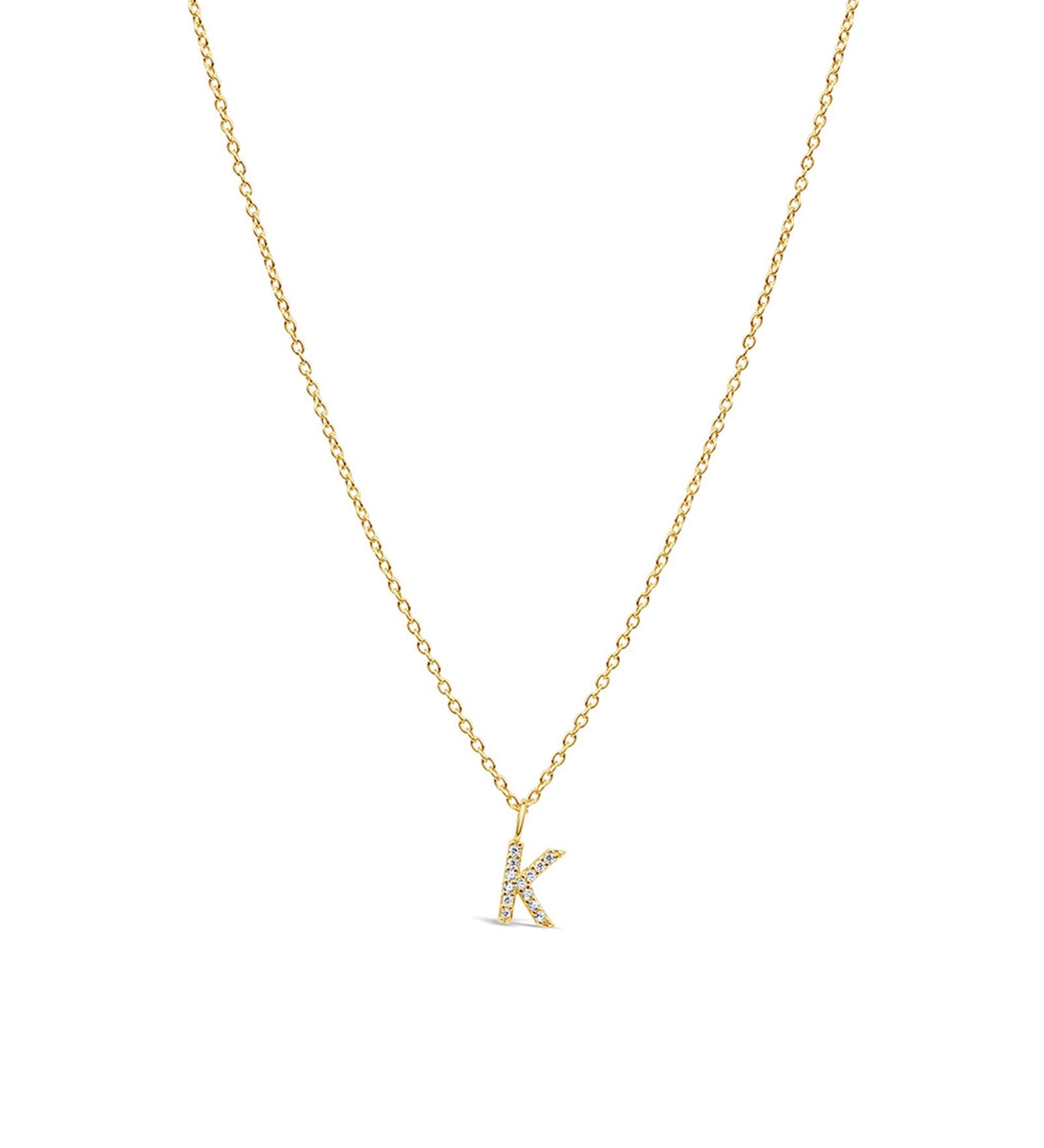 Quiet Icon-CZ Initial Necklace-Necklaces-14k Gold Vermeil, Cubic Zirconia-K-Blue Ruby Jewellery-Vancouver Canada