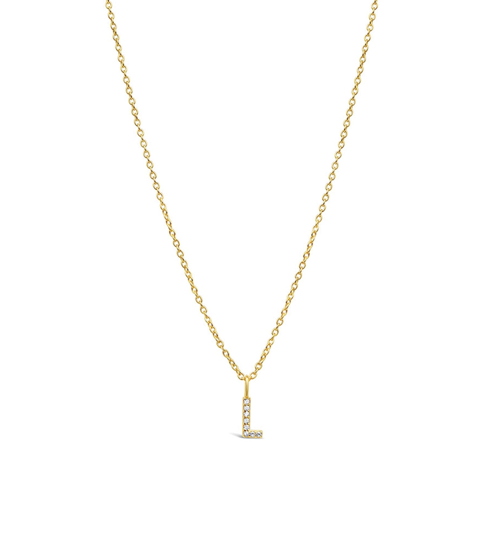 Quiet Icon-CZ Initial Necklace-Necklaces-14k Gold Vermeil, Cubic Zirconia-L-Blue Ruby Jewellery-Vancouver Canada