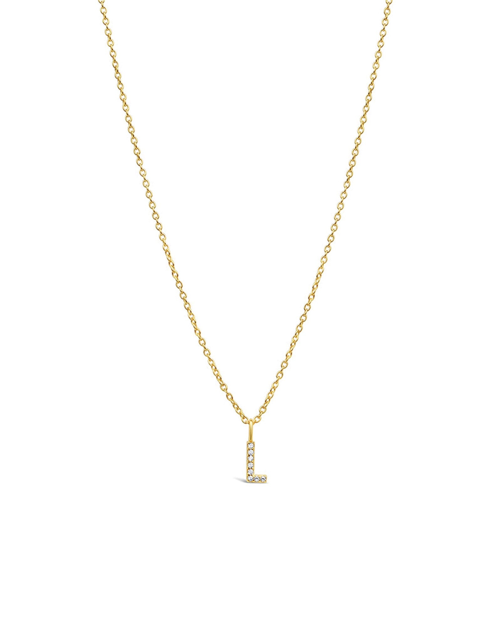 Quiet Icon-CZ Initial Necklace-Necklaces-14k Gold Vermeil, Cubic Zirconia-L-Blue Ruby Jewellery-Vancouver Canada