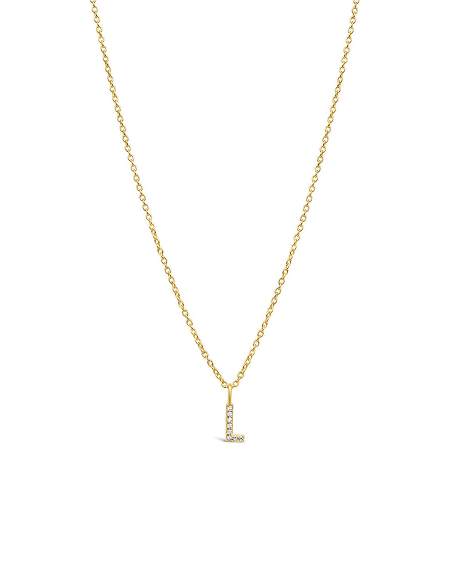 Quiet Icon-CZ Initial Necklace-Necklaces-14k Gold Vermeil, Cubic Zirconia-L-Blue Ruby Jewellery-Vancouver Canada