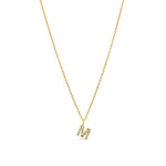 Quiet Icon-CZ Initial Necklace-Necklaces-14k Gold Vermeil, Cubic Zirconia-M-Blue Ruby Jewellery-Vancouver Canada