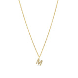 Quiet Icon-CZ Initial Necklace-Necklaces-14k Gold Vermeil, Cubic Zirconia-M-Blue Ruby Jewellery-Vancouver Canada