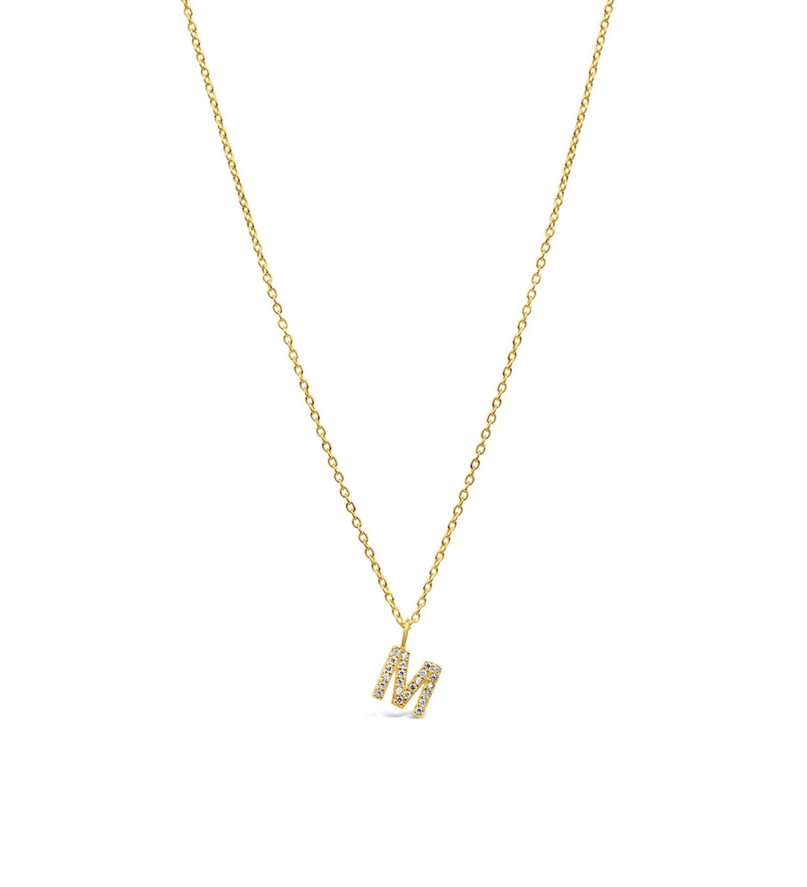Quiet Icon-CZ Initial Necklace-Necklaces-14k Gold Vermeil, Cubic Zirconia-M-Blue Ruby Jewellery-Vancouver Canada