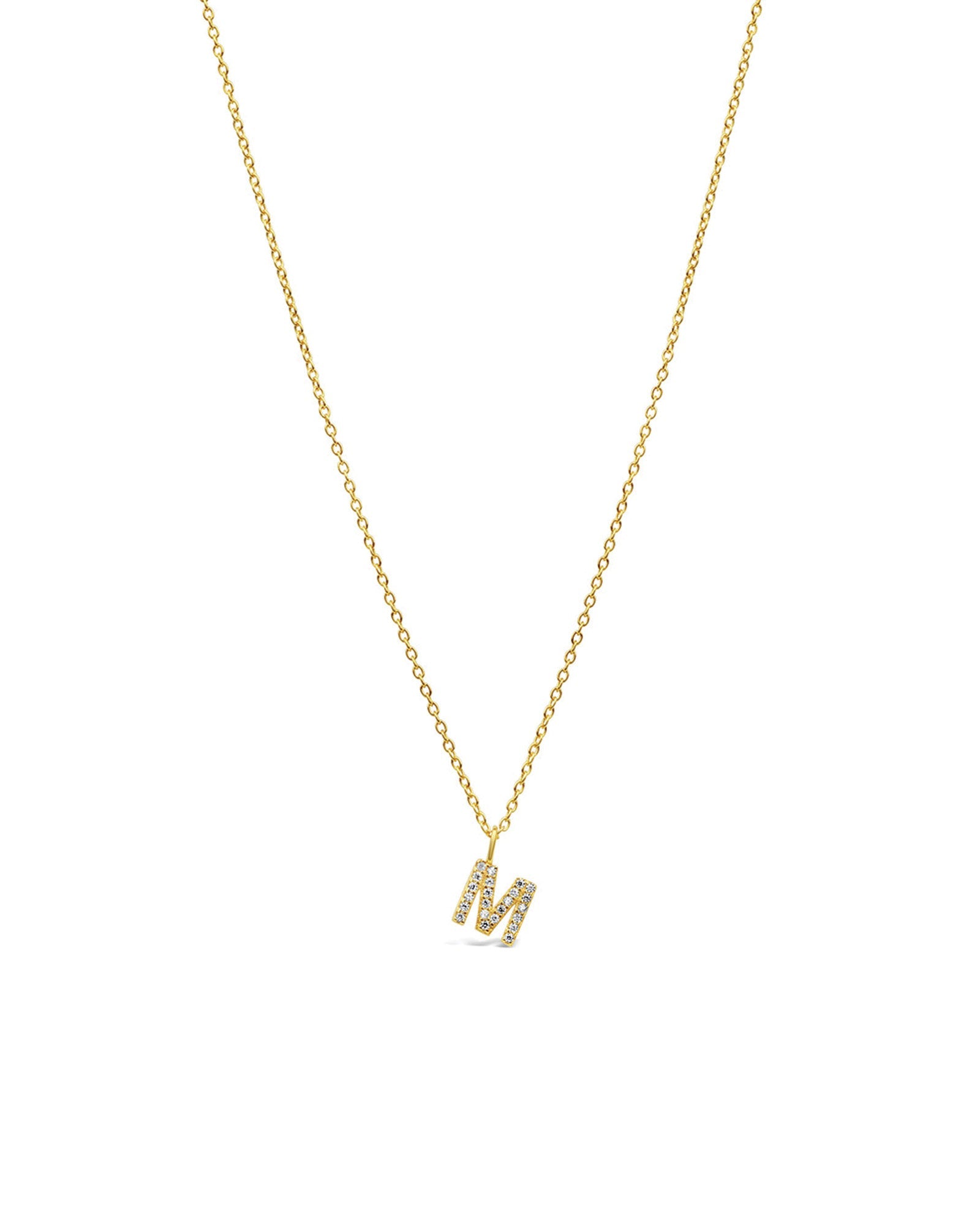 Quiet Icon-CZ Initial Necklace-Necklaces-14k Gold Vermeil, Cubic Zirconia-M-Blue Ruby Jewellery-Vancouver Canada