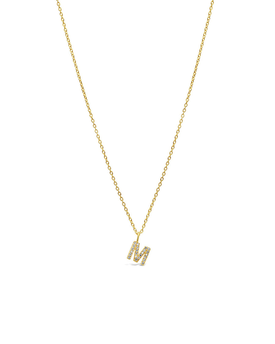 Quiet Icon-CZ Initial Necklace-Necklaces-14k Gold Vermeil, Cubic Zirconia-M-Blue Ruby Jewellery-Vancouver Canada