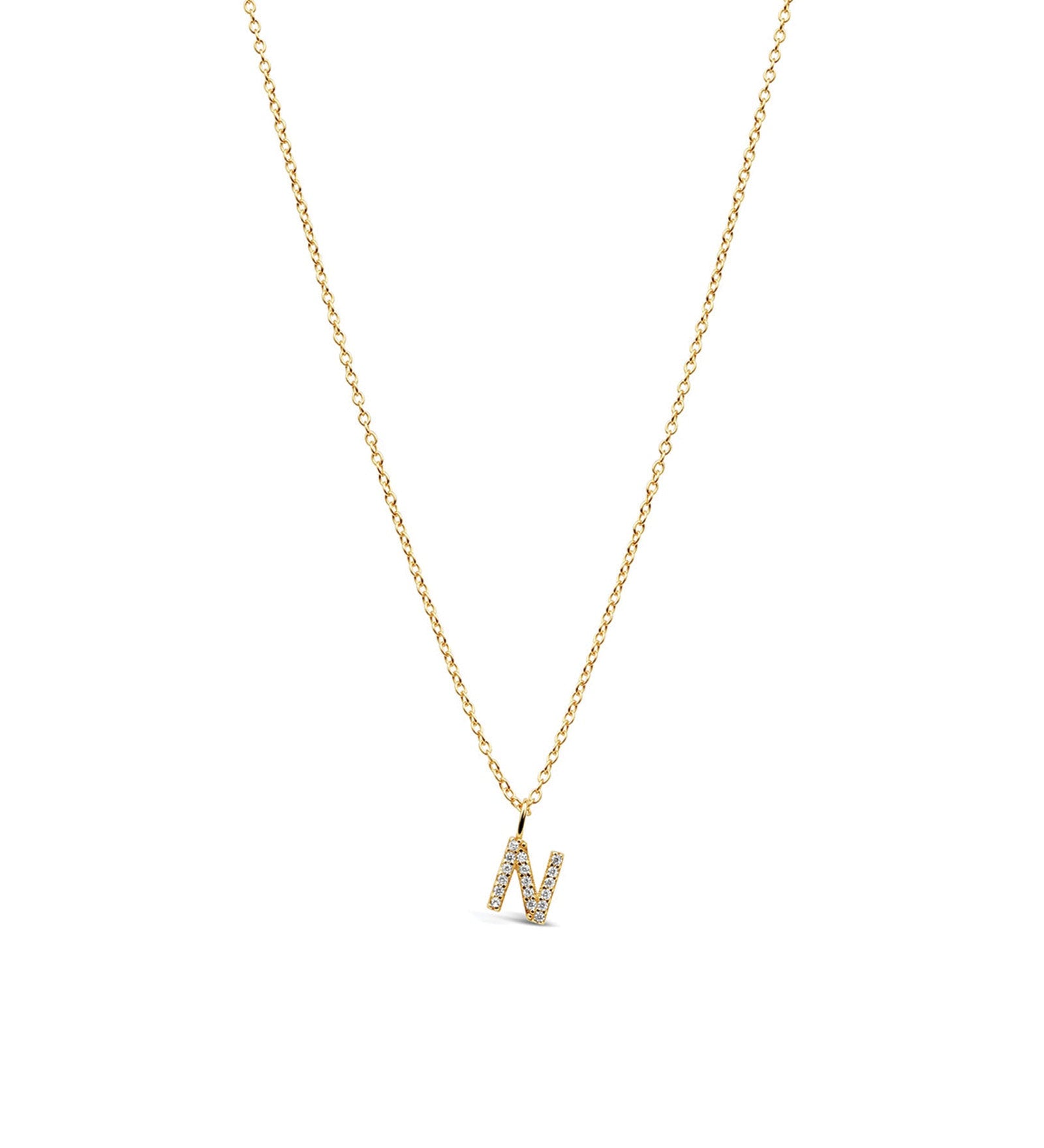Quiet Icon-CZ Initial Necklace-Necklaces-14k Gold Vermeil, Cubic Zirconia-N-Blue Ruby Jewellery-Vancouver Canada