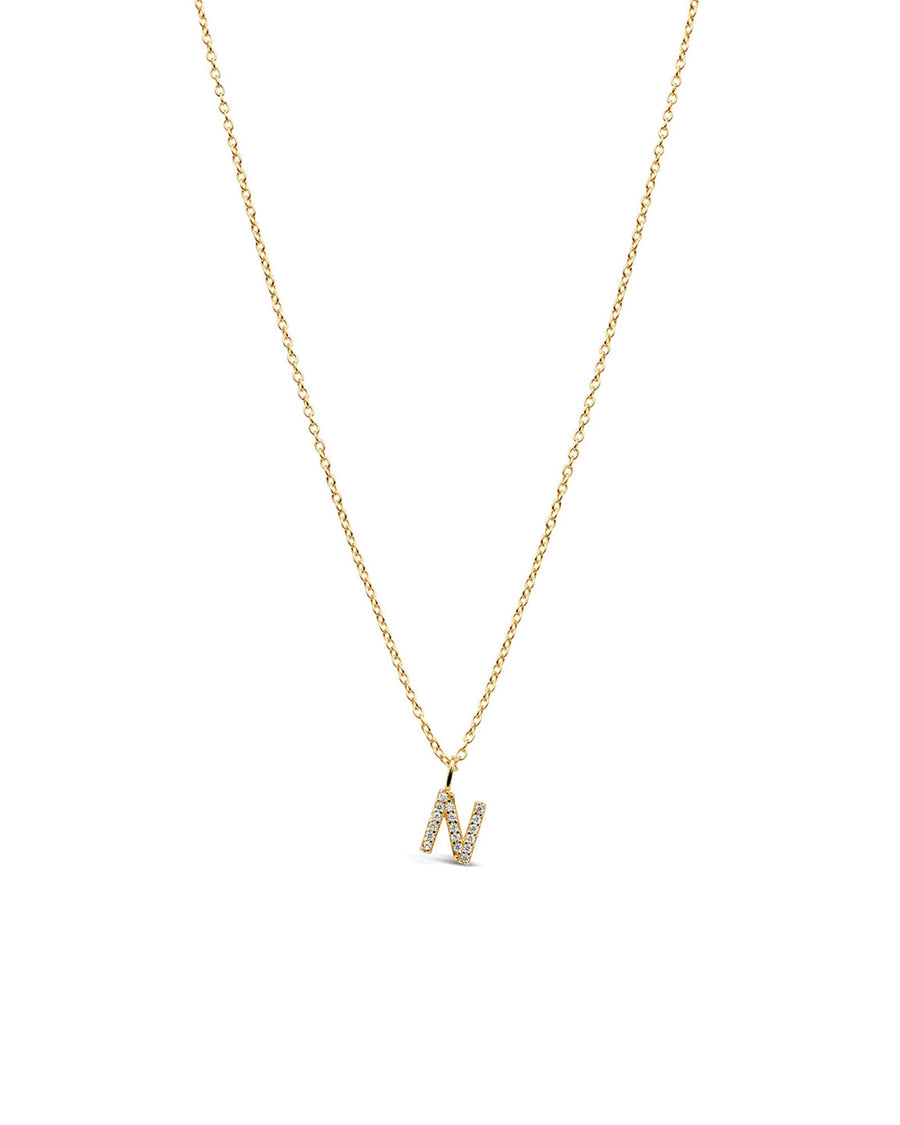 Quiet Icon-CZ Initial Necklace-Necklaces-14k Gold Vermeil, Cubic Zirconia-N-Blue Ruby Jewellery-Vancouver Canada
