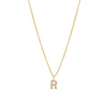 Quiet Icon-CZ Initial Necklace-Necklaces-14k Gold Vermeil, Cubic Zirconia-R-Blue Ruby Jewellery-Vancouver Canada