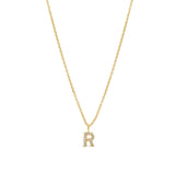 Quiet Icon-CZ Initial Necklace-Necklaces-14k Gold Vermeil, Cubic Zirconia-R-Blue Ruby Jewellery-Vancouver Canada