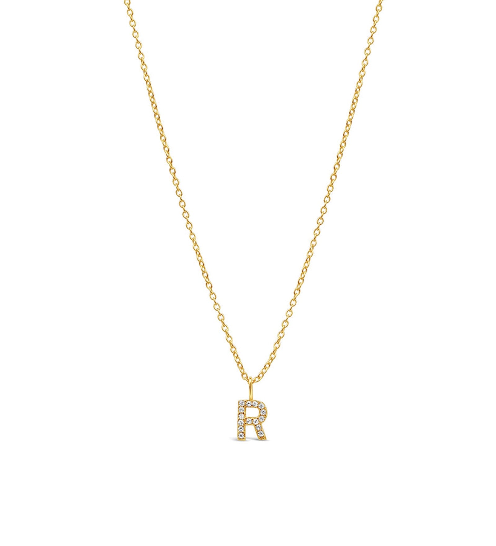 Quiet Icon-CZ Initial Necklace-Necklaces-14k Gold Vermeil, Cubic Zirconia-R-Blue Ruby Jewellery-Vancouver Canada