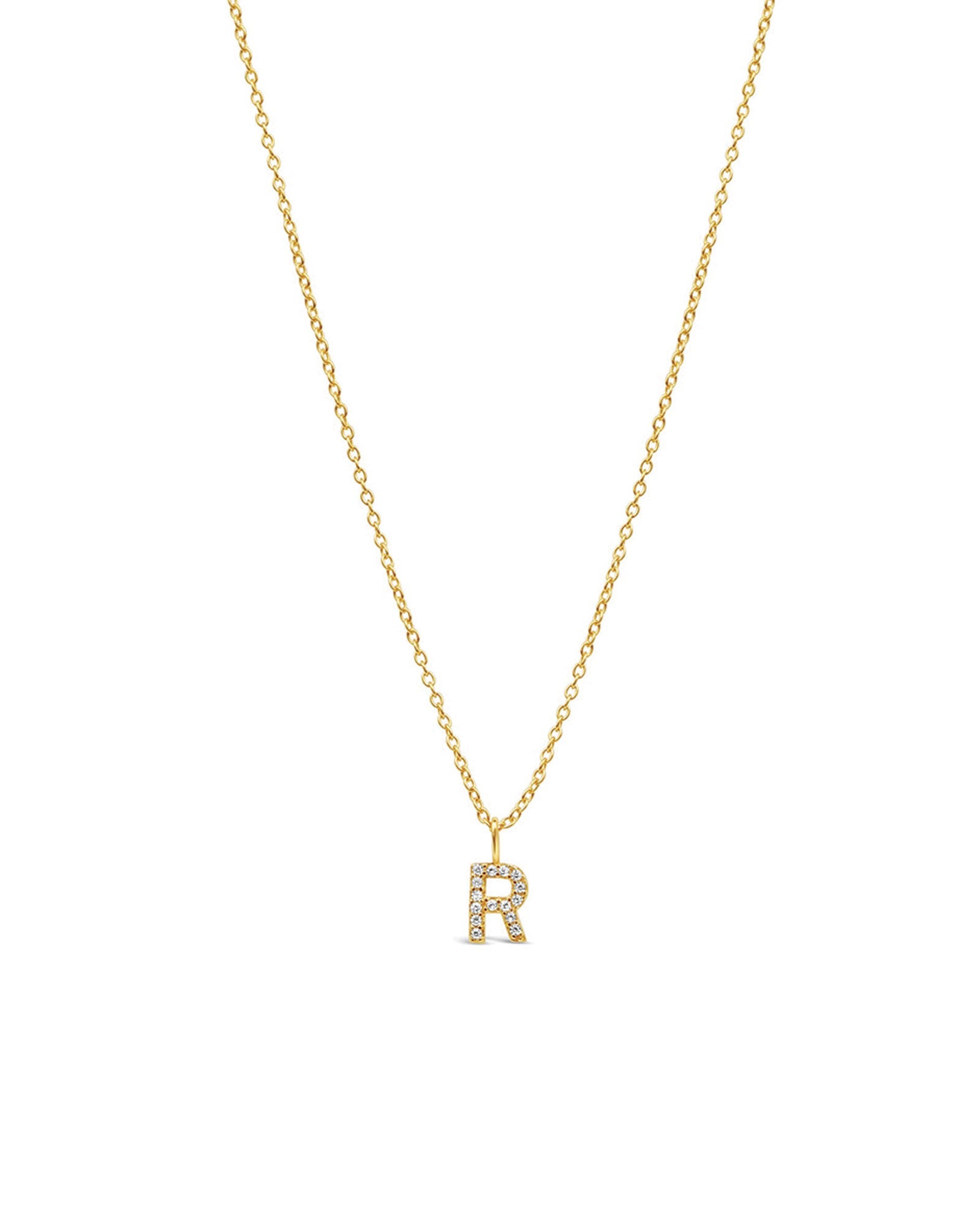Quiet Icon-CZ Initial Necklace-Necklaces-14k Gold Vermeil, Cubic Zirconia-R-Blue Ruby Jewellery-Vancouver Canada