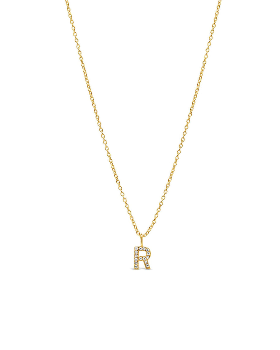 Quiet Icon-CZ Initial Necklace-Necklaces-14k Gold Vermeil, Cubic Zirconia-R-Blue Ruby Jewellery-Vancouver Canada