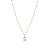 Quiet Icon-CZ Initial Necklace-Necklaces-14k Gold Vermeil, Cubic Zirconia-S-Blue Ruby Jewellery-Vancouver Canada