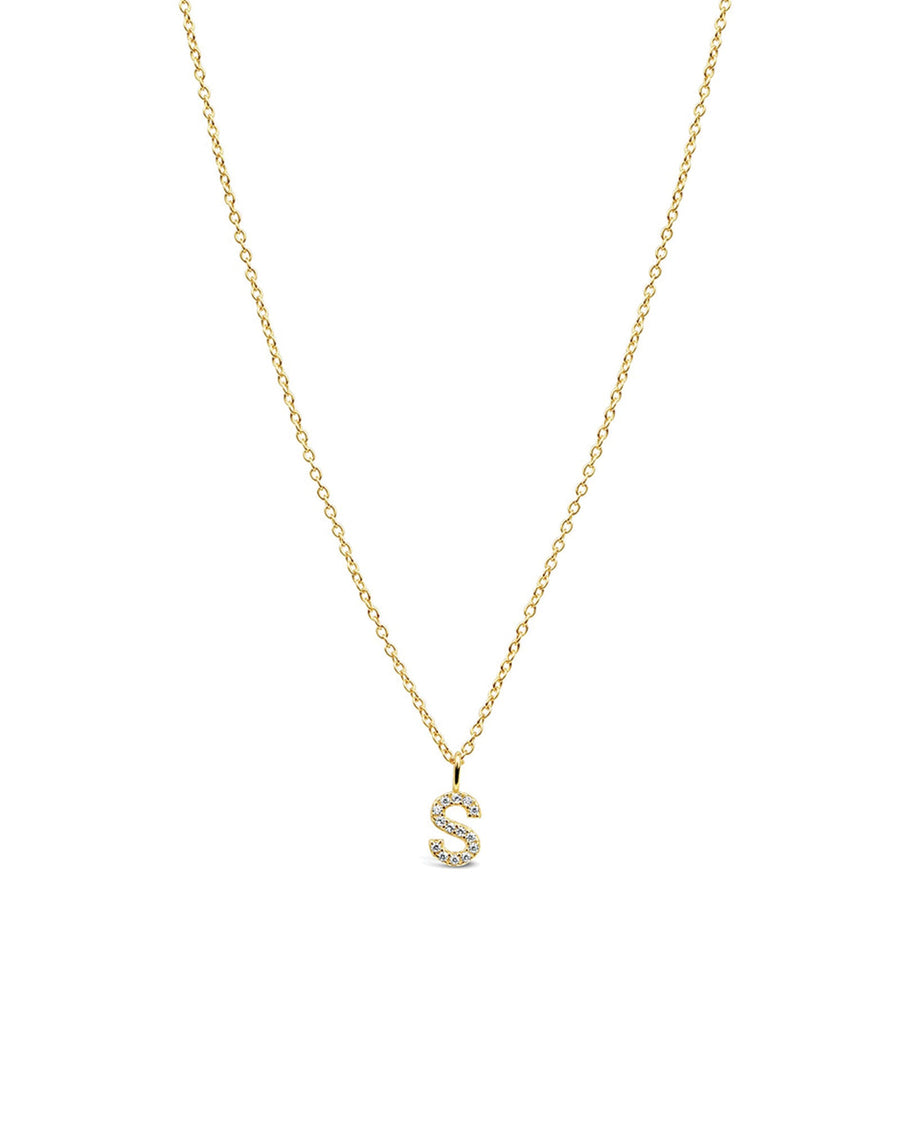 Quiet Icon-CZ Initial Necklace-Necklaces-14k Gold Vermeil, Cubic Zirconia-S-Blue Ruby Jewellery-Vancouver Canada