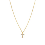 Quiet Icon-CZ Initial Necklace-Necklaces-14k Gold Vermeil, Cubic Zirconia-T-Blue Ruby Jewellery-Vancouver Canada
