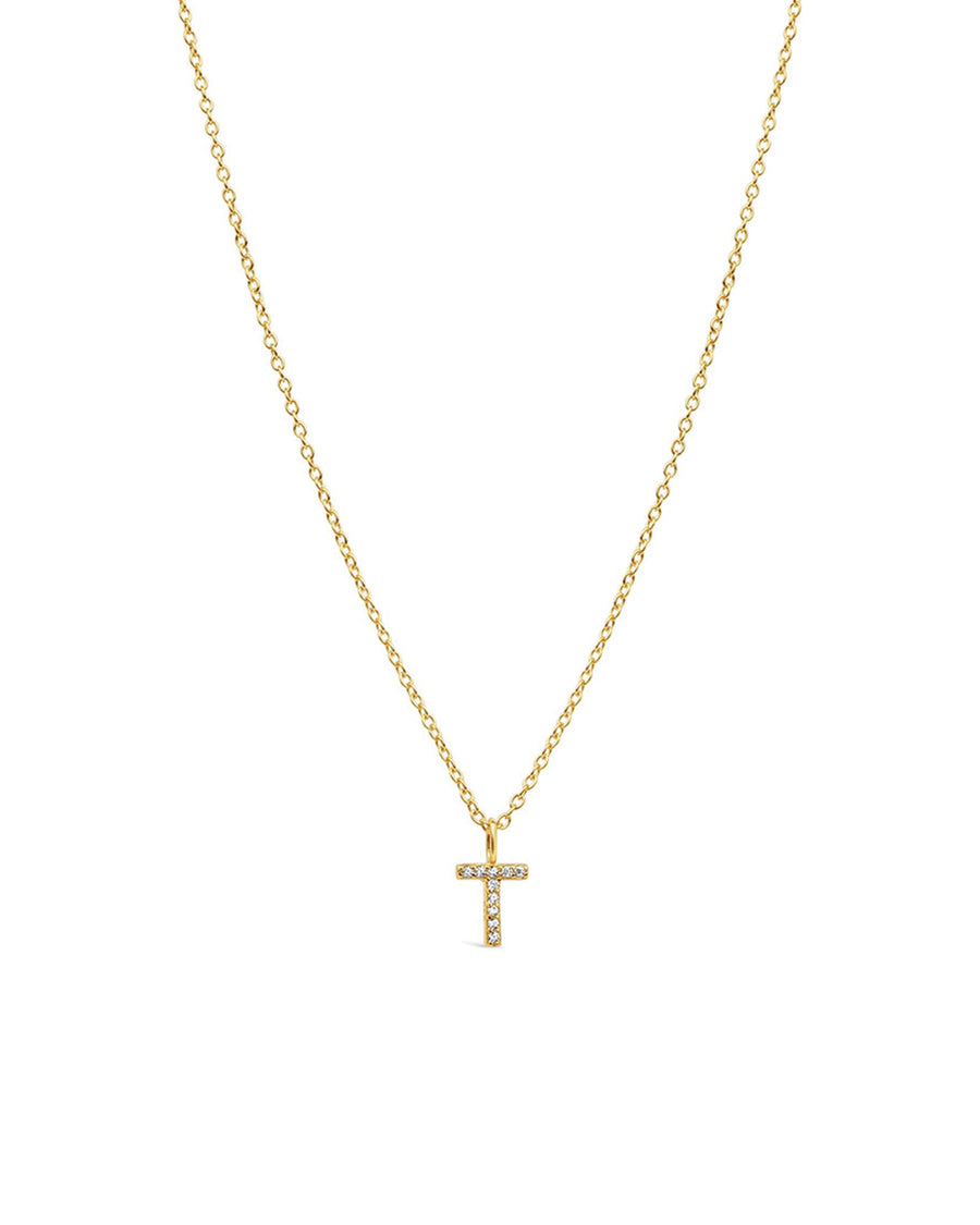 Quiet Icon-CZ Initial Necklace-Necklaces-14k Gold Vermeil, Cubic Zirconia-T-Blue Ruby Jewellery-Vancouver Canada