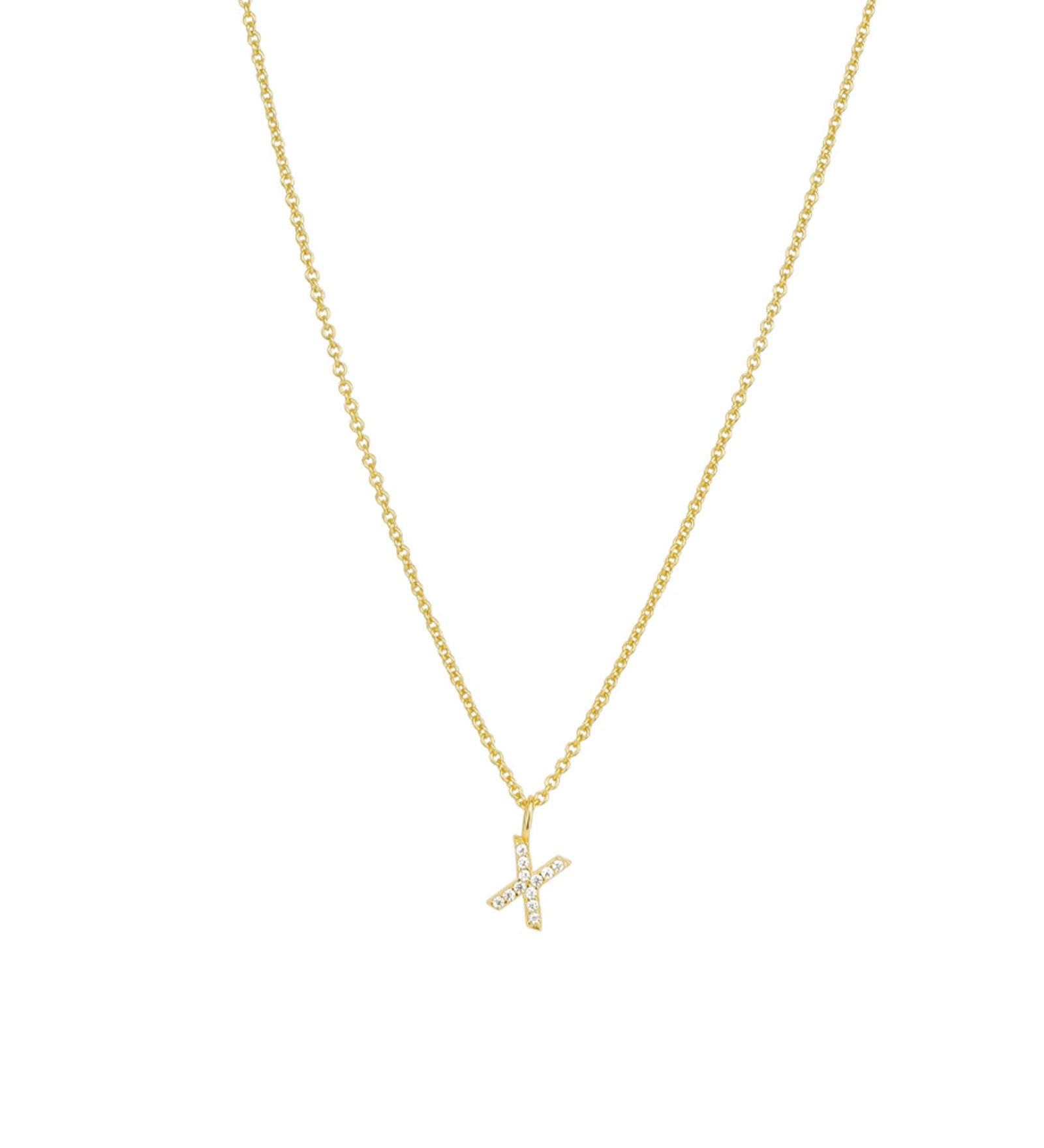 Quiet Icon-CZ Initial Necklace-Necklaces-14k Gold Vermeil, Cubic Zirconia-X-Blue Ruby Jewellery-Vancouver Canada