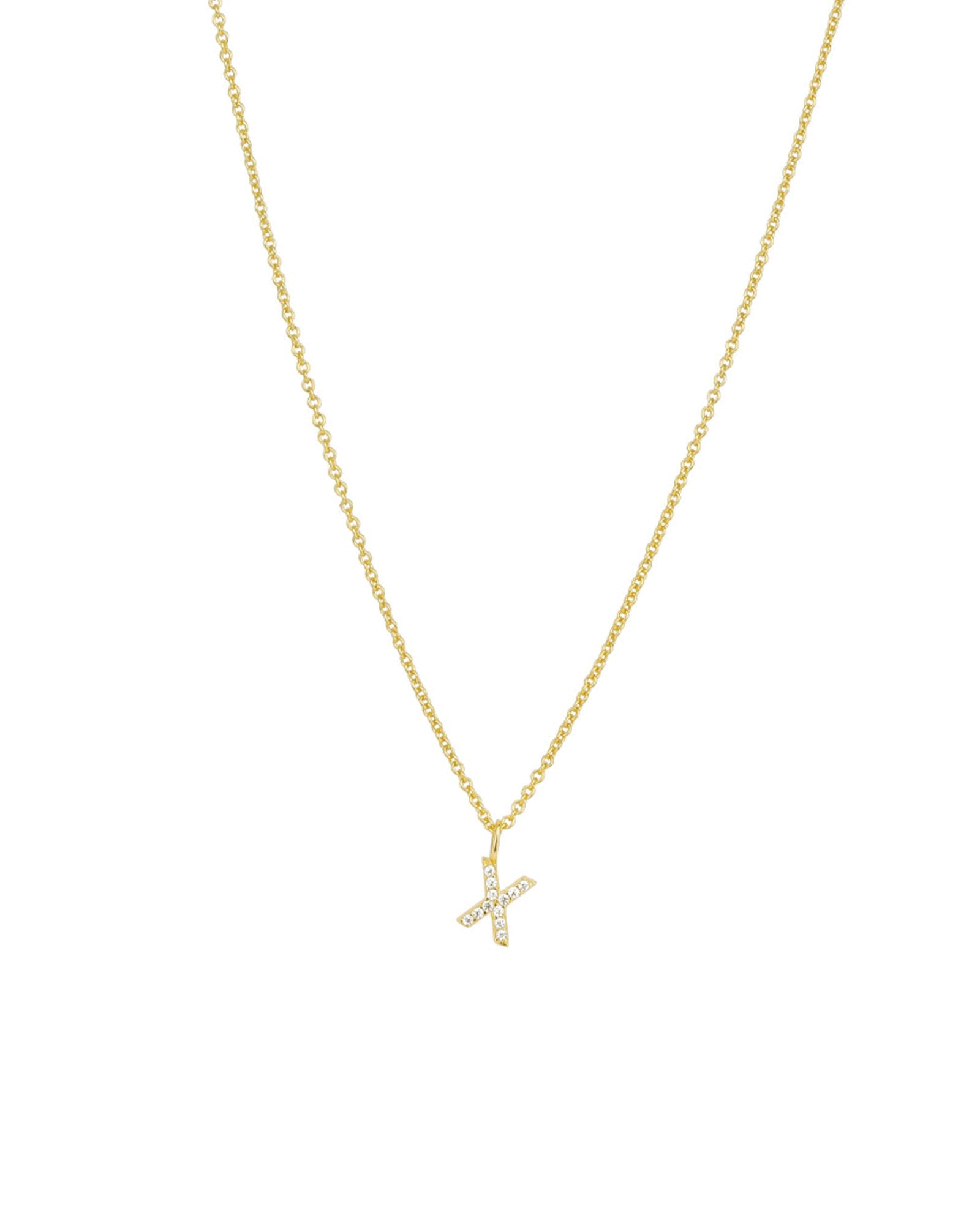 Quiet Icon-CZ Initial Necklace-Necklaces-14k Gold Vermeil, Cubic Zirconia-X-Blue Ruby Jewellery-Vancouver Canada