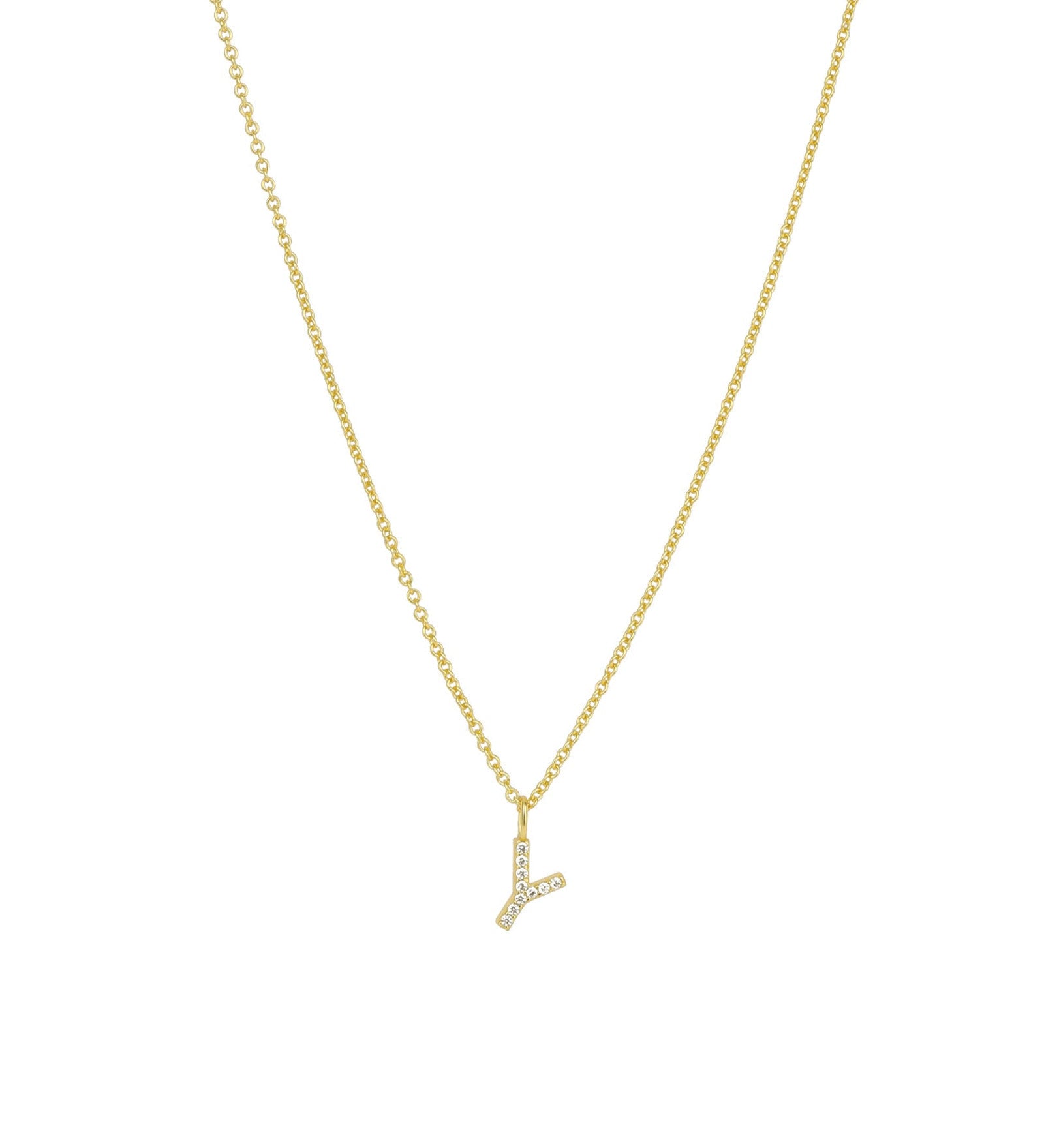 Quiet Icon-CZ Initial Necklace-Necklaces-14k Gold Vermeil, Cubic Zirconia-Y-Blue Ruby Jewellery-Vancouver Canada