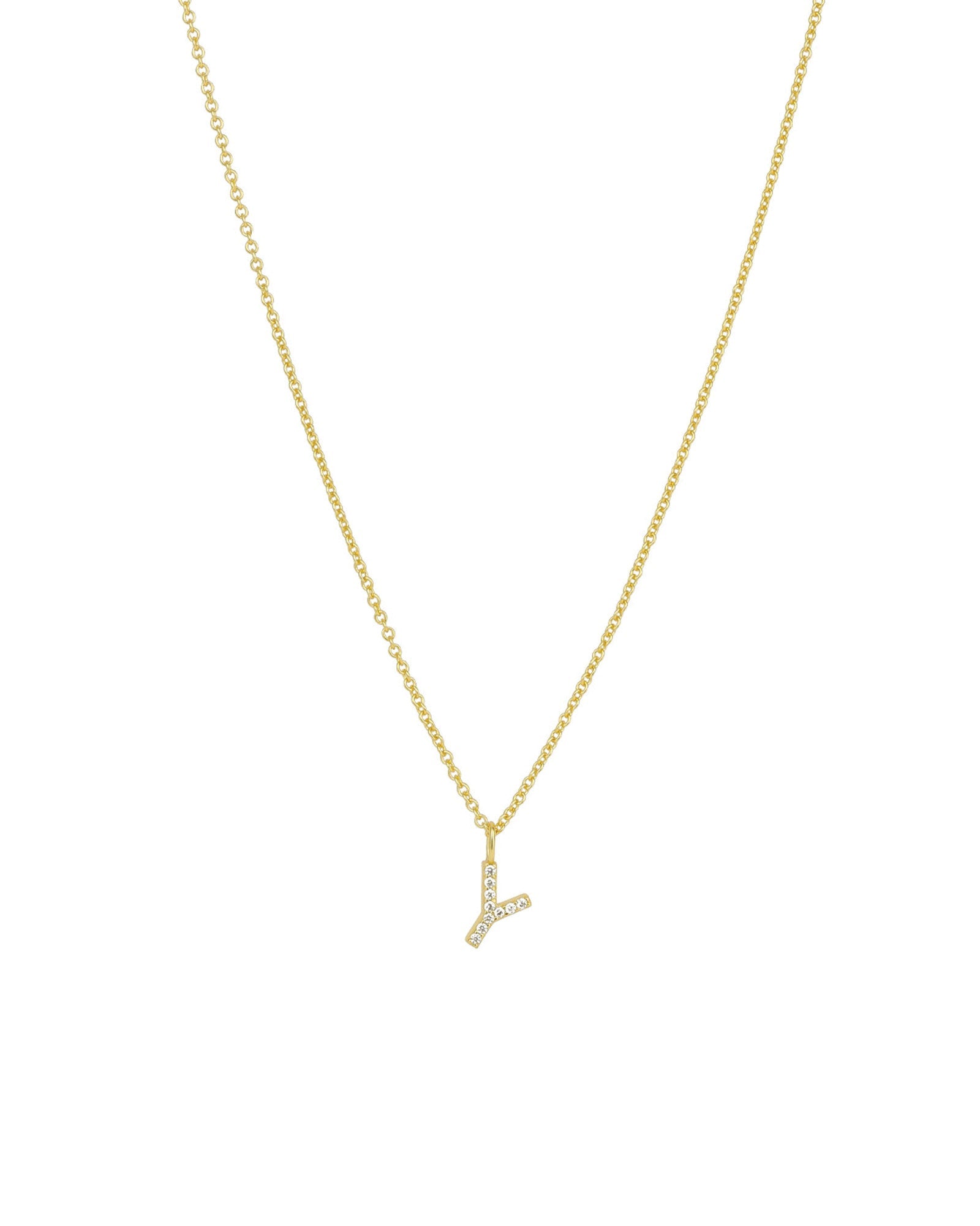 Quiet Icon-CZ Initial Necklace-Necklaces-14k Gold Vermeil, Cubic Zirconia-Y-Blue Ruby Jewellery-Vancouver Canada