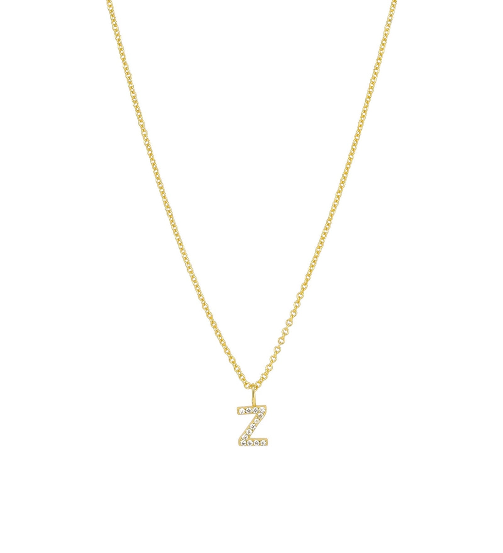Quiet Icon-CZ Initial Necklace-Necklaces-14k Gold Vermeil, Cubic Zirconia-Z-Blue Ruby Jewellery-Vancouver Canada