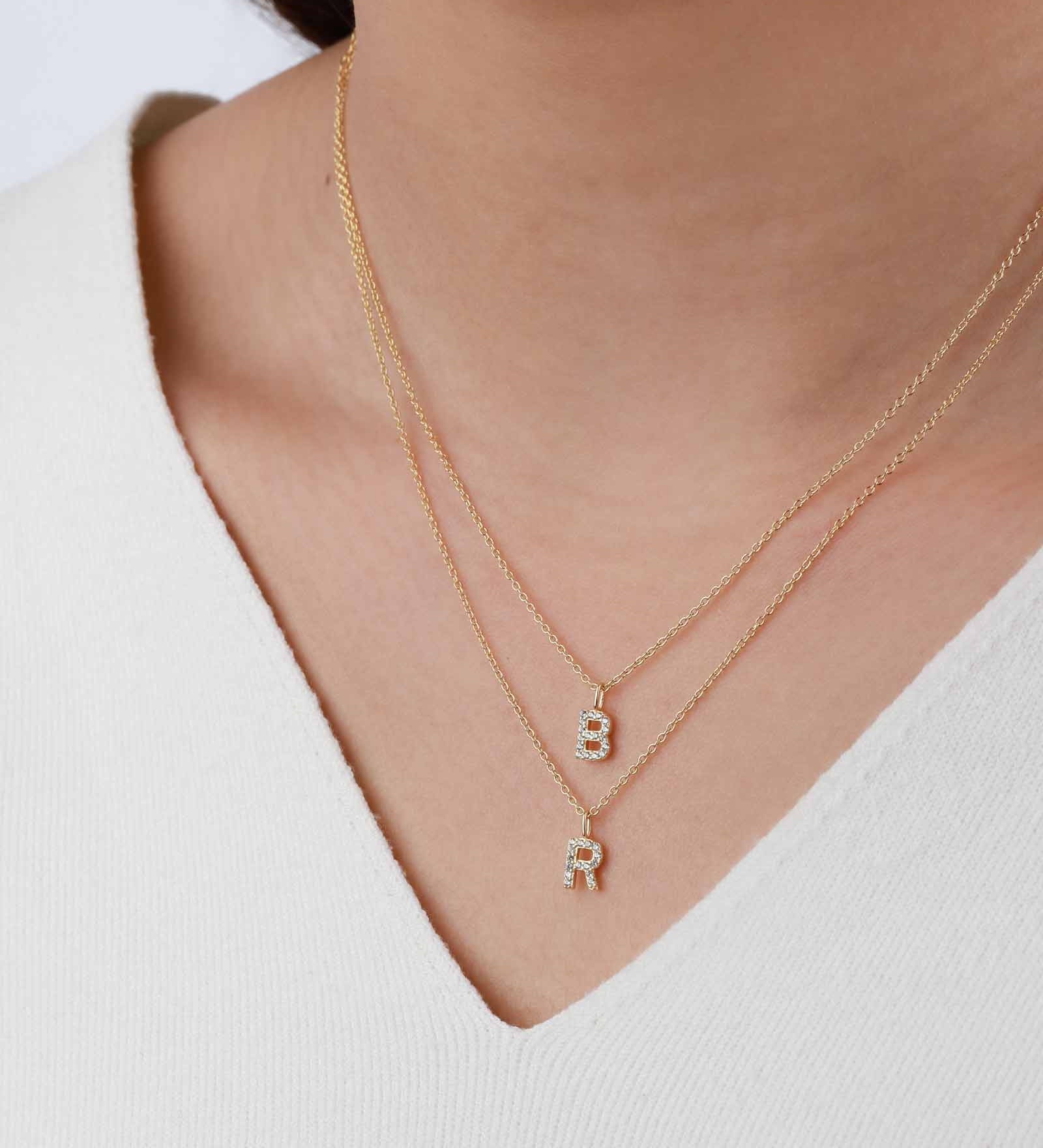 Quiet Icon-CZ Initial Necklace-Necklaces-Blue Ruby Jewellery-Vancouver Canada