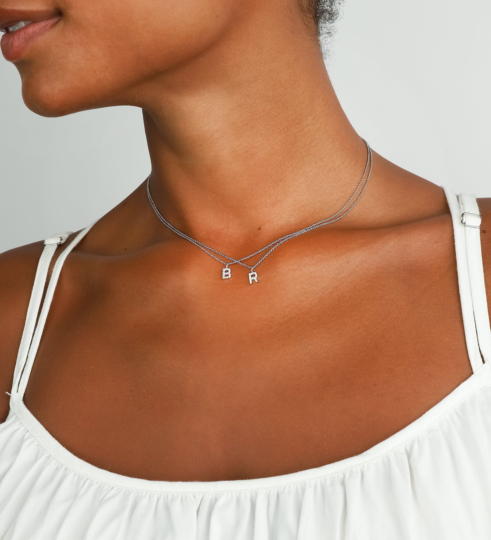 Quiet Icon-CZ Initial Necklace-Necklaces-Blue Ruby Jewellery-Vancouver Canada