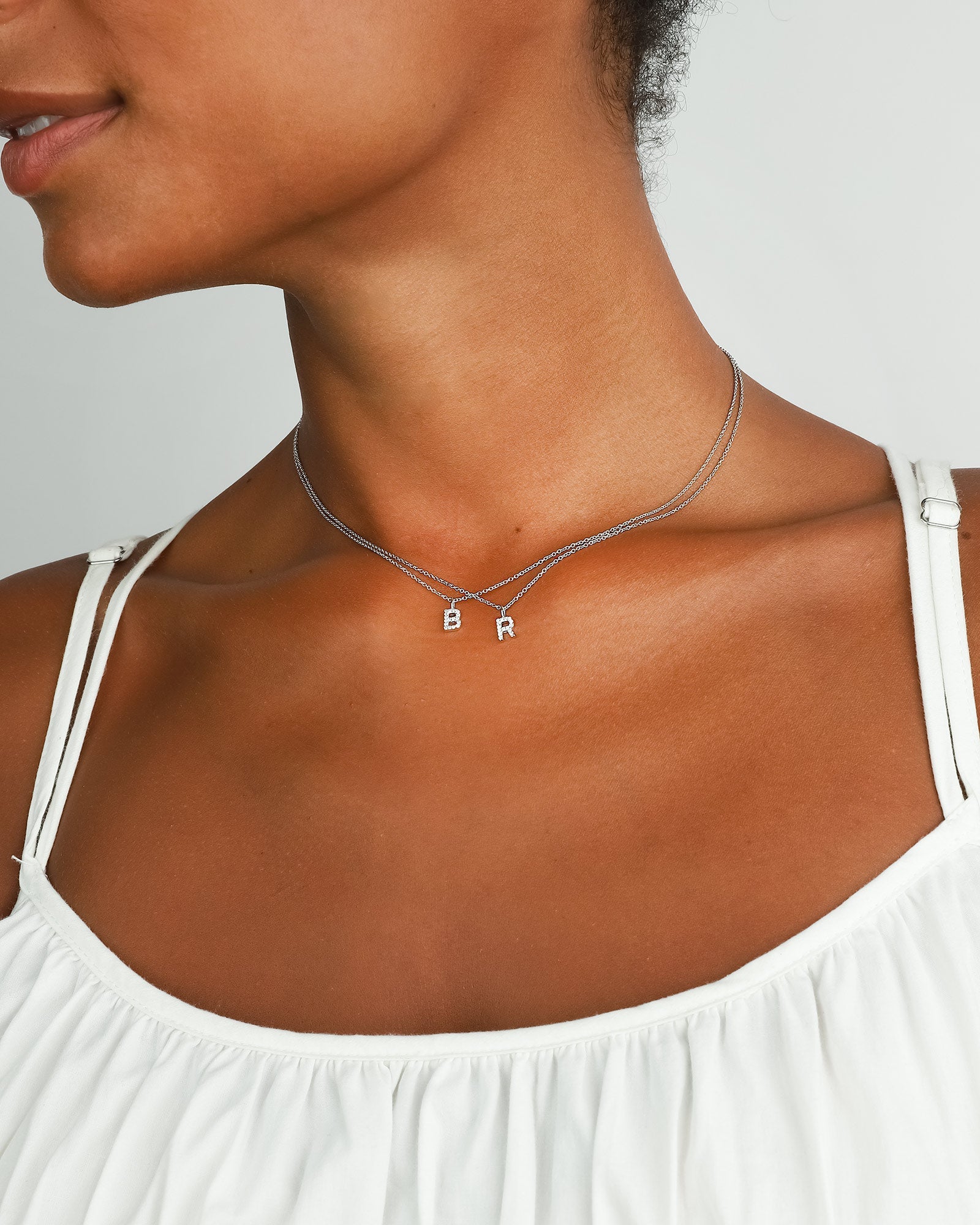 Quiet Icon-CZ Initial Necklace-Necklaces-Blue Ruby Jewellery-Vancouver Canada