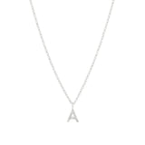 Quiet Icon-CZ Initial Necklace-Necklaces-Rhodium Plated Sterling Silver-A-Blue Ruby Jewellery-Vancouver Canada