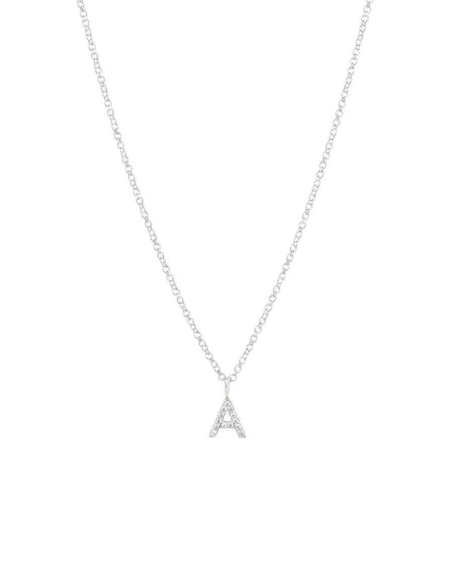 Quiet Icon-CZ Initial Necklace-Necklaces-Rhodium Plated Sterling Silver-A-Blue Ruby Jewellery-Vancouver Canada