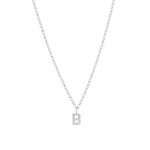 Quiet Icon-CZ Initial Necklace-Necklaces-Rhodium Plated Sterling Silver-B-Blue Ruby Jewellery-Vancouver Canada