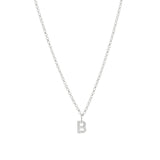 Quiet Icon-CZ Initial Necklace-Necklaces-Rhodium Plated Sterling Silver-B-Blue Ruby Jewellery-Vancouver Canada