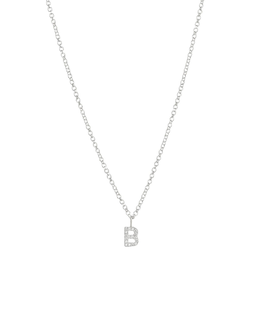 Quiet Icon-CZ Initial Necklace-Necklaces-Rhodium Plated Sterling Silver-B-Blue Ruby Jewellery-Vancouver Canada