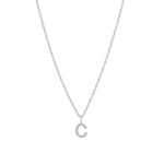 Quiet Icon-CZ Initial Necklace-Necklaces-Rhodium Plated Sterling Silver-C-Blue Ruby Jewellery-Vancouver Canada