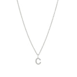 Quiet Icon-CZ Initial Necklace-Necklaces-Rhodium Plated Sterling Silver-C-Blue Ruby Jewellery-Vancouver Canada