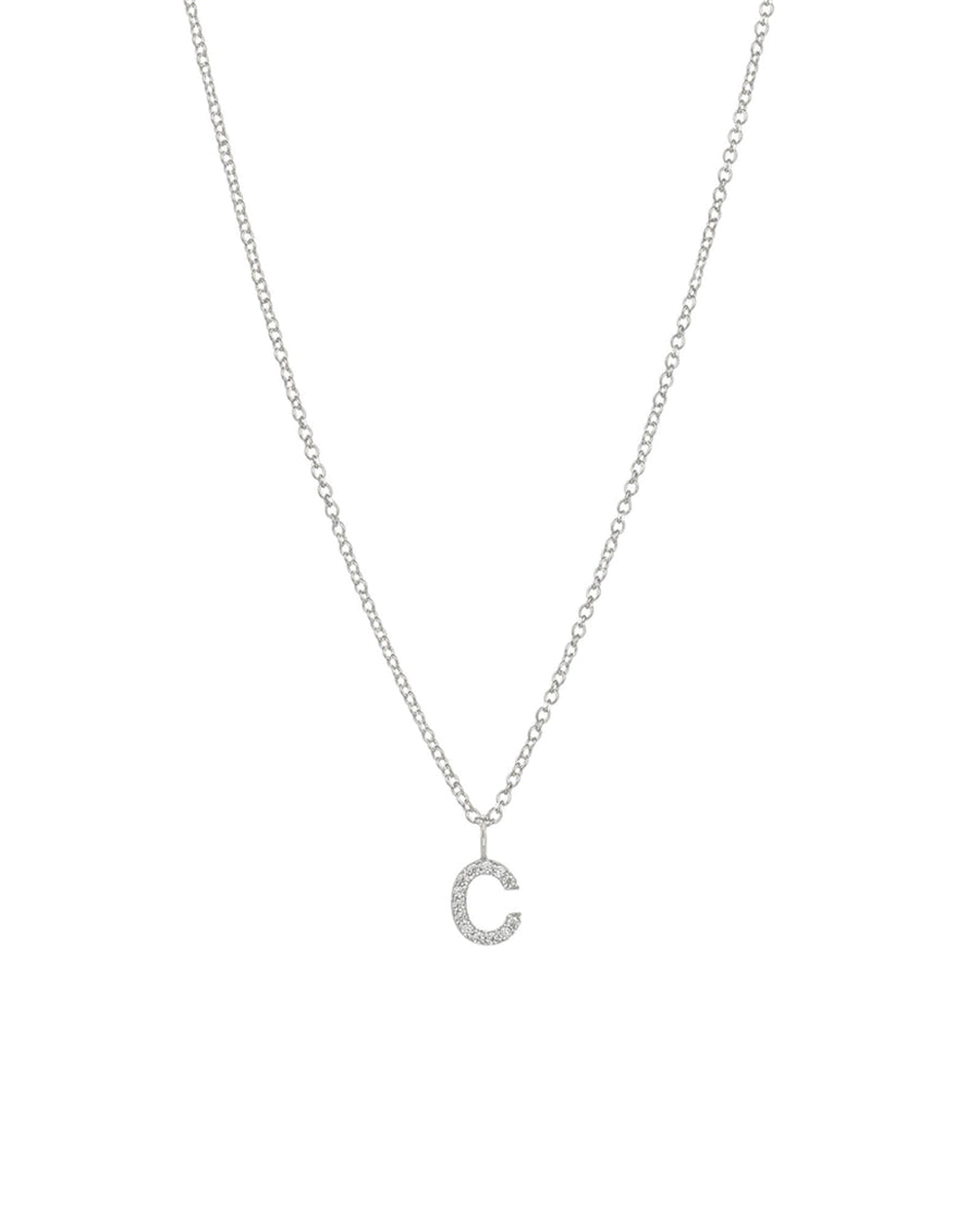 Quiet Icon-CZ Initial Necklace-Necklaces-Rhodium Plated Sterling Silver-C-Blue Ruby Jewellery-Vancouver Canada